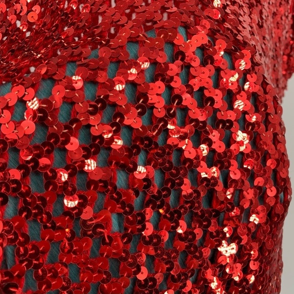 Vintage Sequin Stretch Disco Red‎ Top - Picture 8 of 12